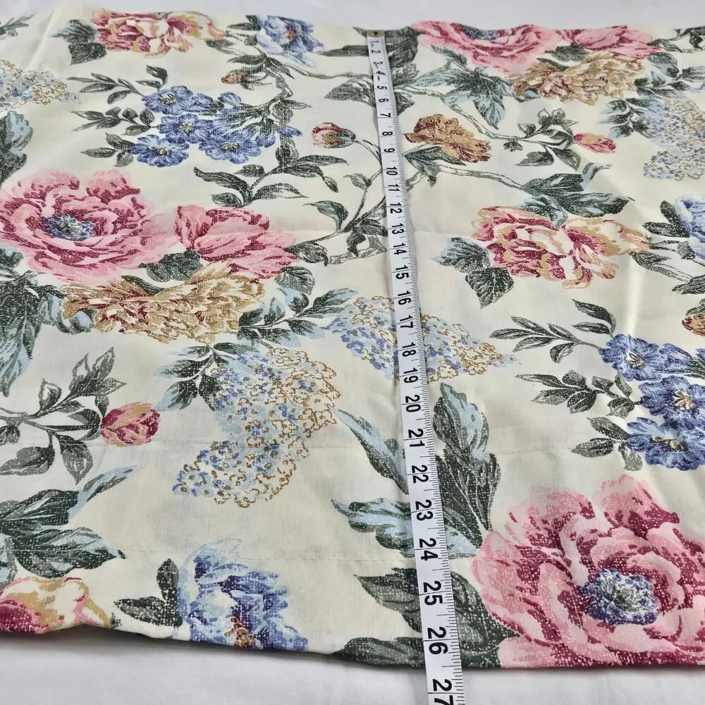 Vintage Lady Pepperell Floral Curtains Valance Lot/3 Pink Blue Flowers USA Made